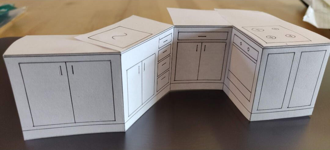 Vinklet køkkenmodel - old school 3D